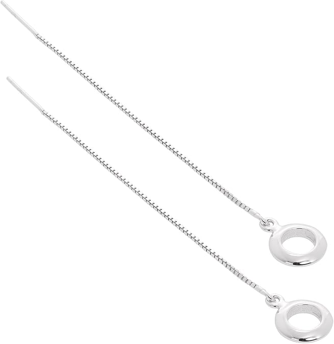 Sterling Silver Circle Pull Through Earrings
