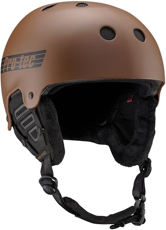 Pro-Tec Old School Snow Helmet, Full Coverage Terry and Mesh Liner, Padded Audio-Ready Earpads, Small - Matte Last