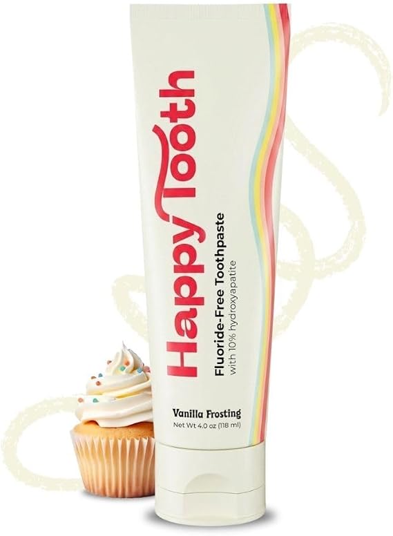 Happy Tooth Hydroxylapa Toothpaste Fluoride Free for Kids, Toddlers and Adults, SLS Free, Whitening for Sensitive Teeth, Natural Ingredients, Dentist Formulated and Recommended
