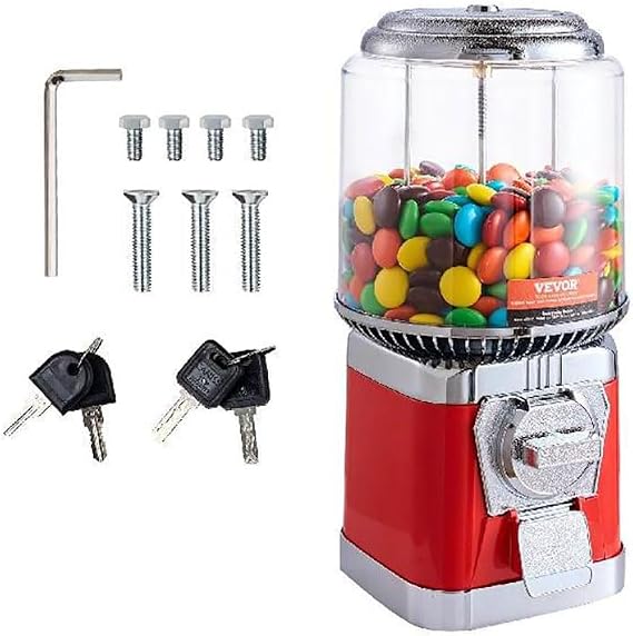 Candy Vending Machines, Coin Operated Gumball Dispenser, Metal Candy Machine for Kids, Commercial Gumball Bank for Business