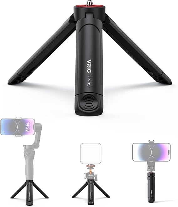 UURIG Mini Tripod, Tabletop Camera Tripod, Camera Stand, 1/4 Inch Screw, Smartphone Gimbal Stand, Small, Lightweight, Extendable, Foldable, Compact, Easy to Carry, Micro Tripod, Simple, Load Capacity