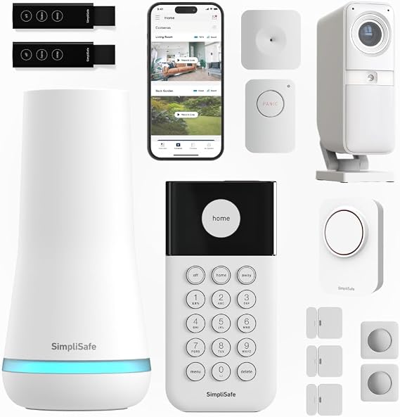 SimpliSafe Wireless Home Security Systems | 13 Piece Smart Home Alarm Systems with HD Indoor Security Camera | Mobile App & Works with Alexa |