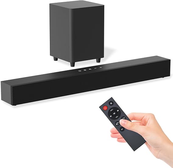 2.1CH Soundbar with Subwoofer for TV, 120W Peak with Bass, 25 Inch