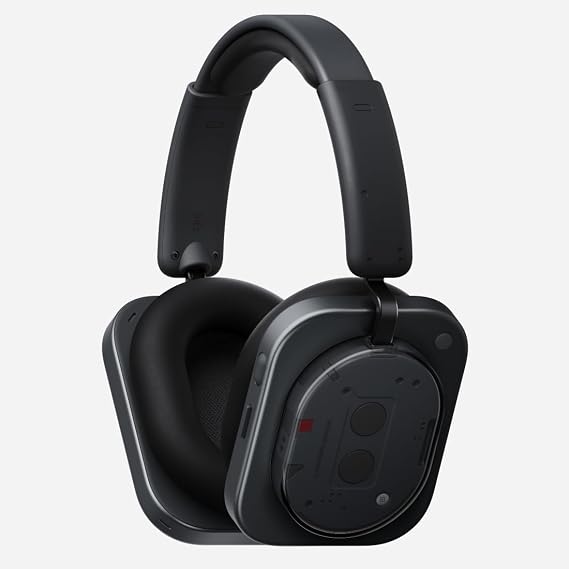 Nothing Headphone (1) Hybrid Active Noise Cancelling Headphones, Wireless Over-Ear Headphones with 6 Mics, 80Hrs Playtime, Hi-Res Audio, KEF-Tuned, Spatial Sound, Comfort Fit & Fast Charging, Black