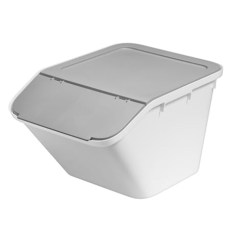 SmartStore Collect Stack-It - 37L Large (1 Pack) With Lid | Plastic Stackable Recycling Bin For Kitchen, Office & Home | Multi-Purpose Sorting Bin & More