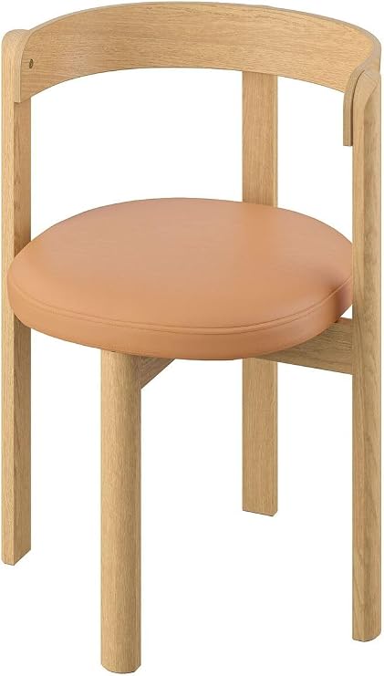 IKEA Döşemeli Ahşap Sandalye, Meşe-Deri, Turuncu, 45x45 cm