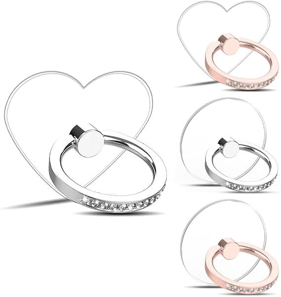 4pcs Transparent Cell Phone Ring Holders with Diamond 360 Roatation