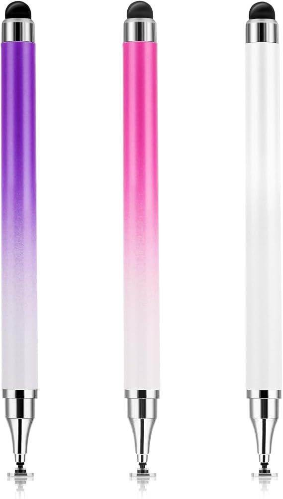 Oruola 3pcs Tablet Stylus,Touch Screen Pen,2-in-1 Phone Pens for Touch Screens,Tablet Stylus Pen for Phone Android Tablets,Compatible with All Touchscreens(White Purple Pink)
