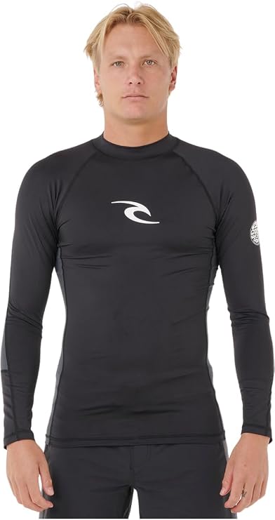 RIP CURL Men's Waves UPF 50 Performance Long Sleeve Rashguard Rash Guard Shirt (Pack of 1)