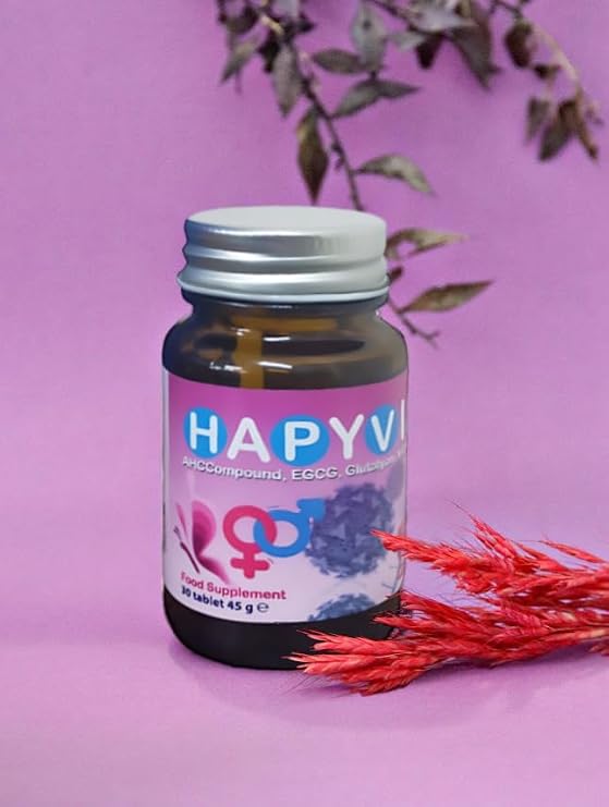 HAPYVIR AHCCompound, EGCG, Glutatyon, Vitaminler içeren Takviye Edici Gıda