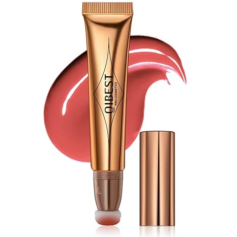 Liquid Contour Beauty Wall Face Highlighter and Bronze Stick Attached with Pillow Applicator Shimmer Long Lasting Silky Cream Face Highlighter Bronze Makeup Stick (03# Peach)