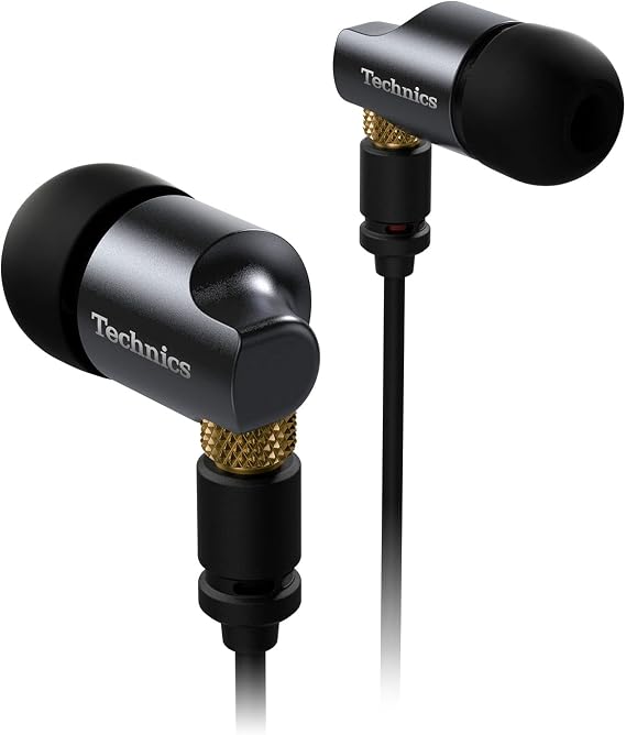 Technics Premium In-Ear Monitor IEM Hi-Fi Wired In-Ear Earphones with Innovative 10mm Driver Achieving Ultra-Low Distortion - EAH-TZ700, Black/Gold