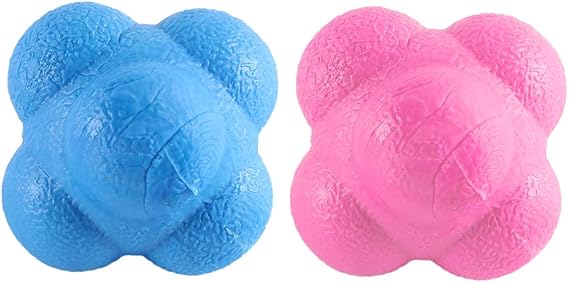2 Pack Reaction Ball Hexagonal Agility Training Ball for Improvement Of Hand-Eyereaction and Agility Coordination Reflex Exercise Sports(Pink and Blue)