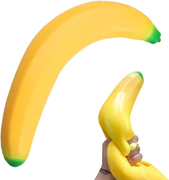 Jumbo Banana Squish-y 45x7cm Giant Squish-y Banana Stress Relief Fidget Toy | Soft Rubber Bananas Squeeze Toy For Adults, Stress Relief Hand Toys For School Office Travel Adults Kids Gift