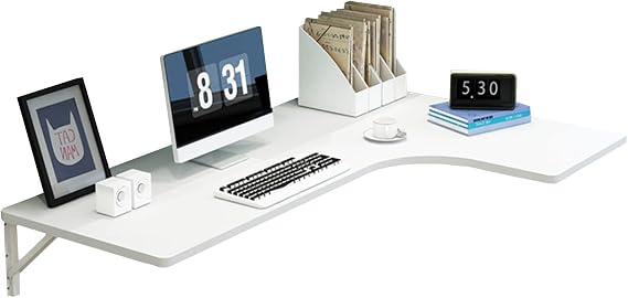 Wall Mounted Table,Folding Computer Desk L Shaped Drop Leaf Dining Table Small Desk for Corner Space, Home Office/White/120X70X50Cm/47.2X27.5X19.6In