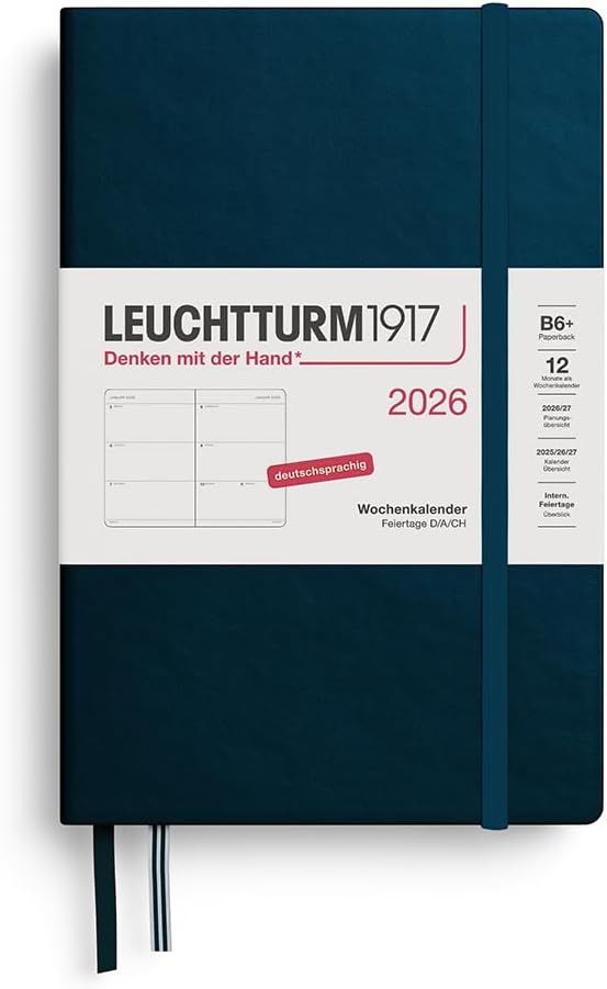 LEUCHTTURM1917 372539 Weekly Planner Paperback (B6+) 2026 12 Months Deep Sea German