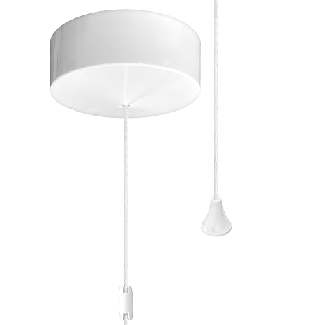 6AX 2-Way Ceiling Pull Cord Switch | Raised Rounded Plastic | No Indicator | Screw Terminals | Bathroom Light, Utility Room, Wet Room, Bedrooms, (White)