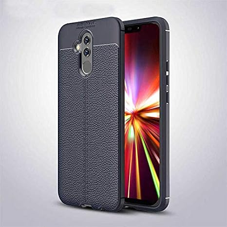 Nevarium Huawei Mate 20 Lite Uyumlu Kılıf Deri Dokulu Kamera Korumalı Silikon - Lacivert