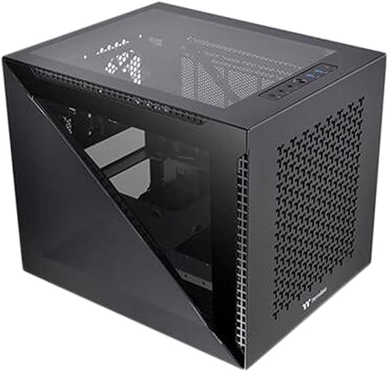 Thermaltake Divider 200 TG Air Black | Micro-ATX-PC-Gehäuse | 2 x gehärtetes 3mm Glasseitenteil | Mesh-Panel | schwarz