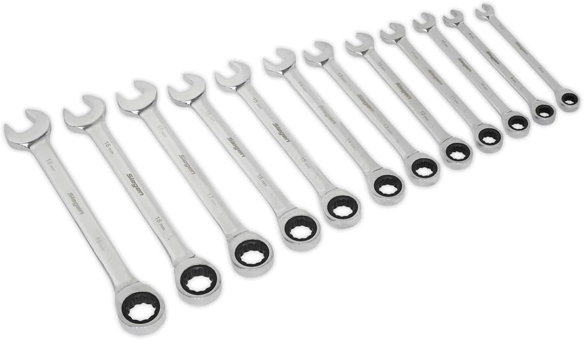 Siegen by Sealey 12pc Combination Ratchet Spanner Set - S0634
