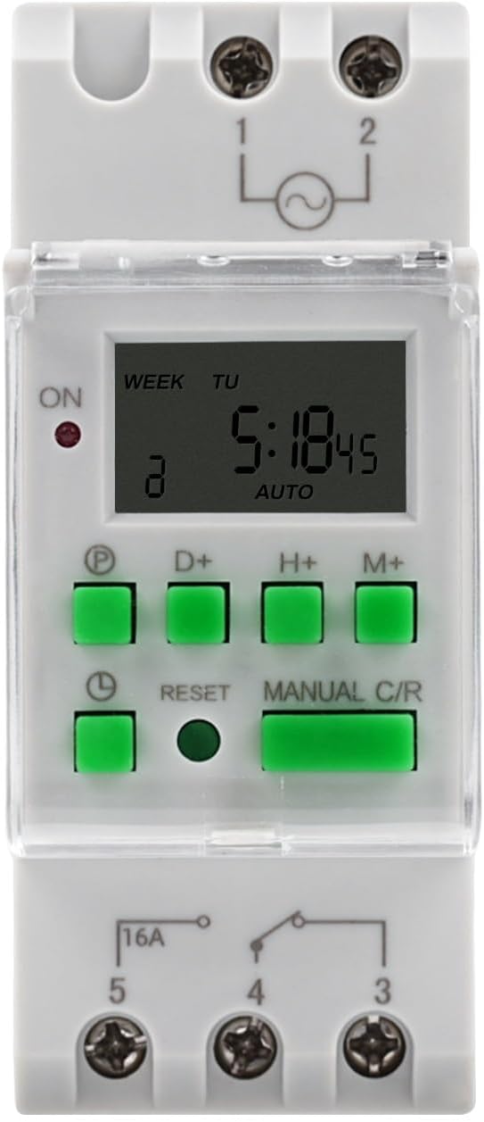 Digital Timer DIN Rail 230 V 15 A Programmable with LCD Display