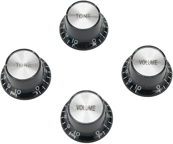 ZYWUOY Guitar Volume Knobs for Gibson for sg, Silver Top Hat Bell Style, 2 Tone 2 Volume, 6mm Pots