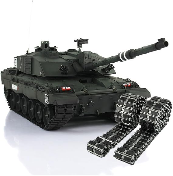wheelfun Henglong 1/16 Dark Green 7.0 Challenger II RC Tank 3908 Metal Tracks W/Rubbers for Hobby BB Shooting Airsoft Tank that Shoot