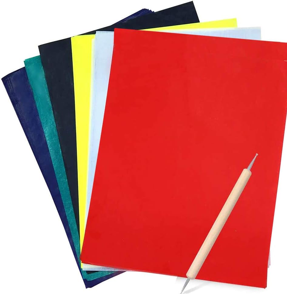 50 Sheets A4 Multicolor Carbon Transfer Paper,Tracing Paper Carbon Copy Paper for Wood, Paper, Canvas and Other Art Surfaces