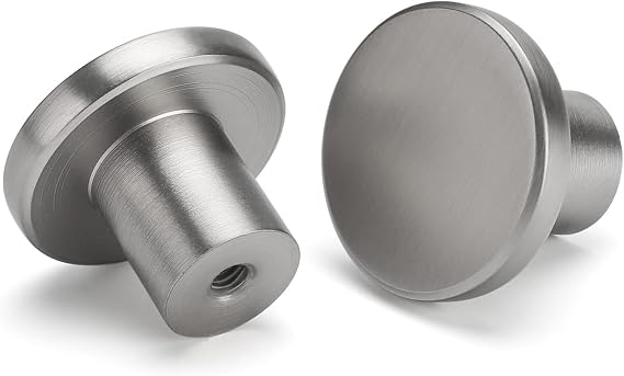 LONTAN 4 Pack Brushed Nickel Door Knobs Kitchen Door Knobs Round Cabinet Drawer Hardware Aluminum Alloy for Cupboard Wardrobes Furniture