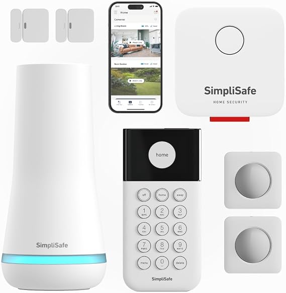 SimpliSafe Wireless Home Security Systems | 7 Piece Smart Home Alarm Systems | Mobile App & Works with Alexa | Professional Monitoring Available | Easy DIY Install