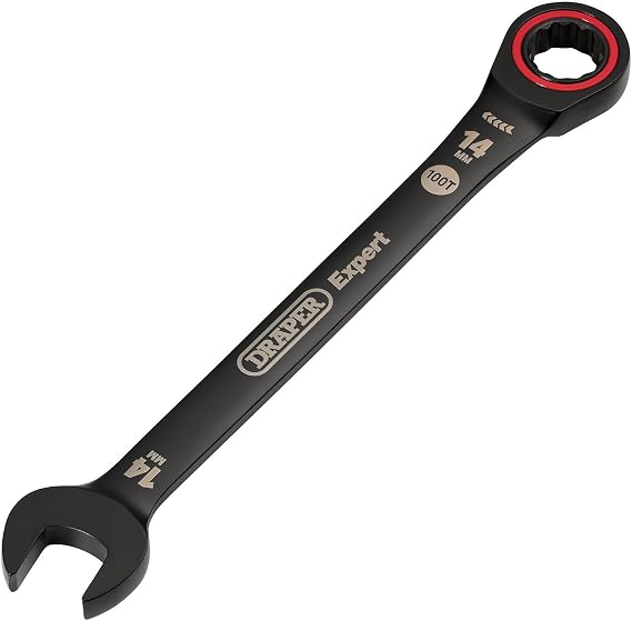 Draper 03887 Expert HI-TORQ Metric Ratchet Combination Spanner, 14mm, Black