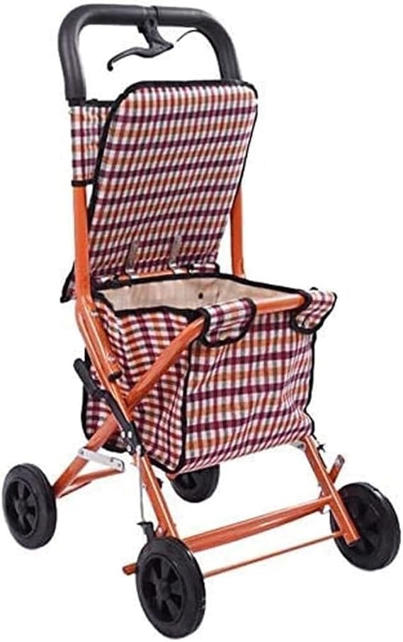 Rolling Cart 4 Wheels Shopping Trolley For The Elderly Folding Rollator Walker With Seat Storage Bag And Brakes Lightweight Shopping Cart With Wheels