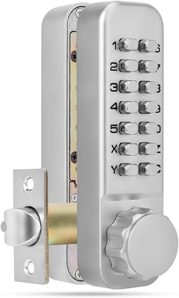 Keyless Mechanical Lock Door Lock Double Keyless Mechanical Keyless Combination Lock Door Lock with Double Keyboards, 14 Digit Code Door Lock