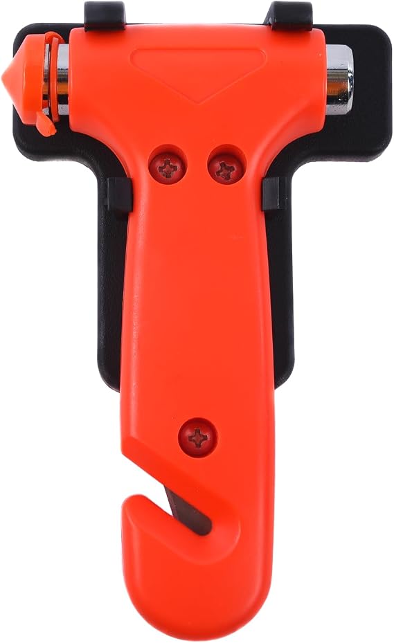 AA Emergency Car Window/Glass Hammer Seatbelt Cutter Rescue Tool AA6240 - Essential For Quick Vehicle Escape – With Mounting Screws And Bracket, Red