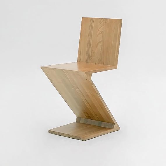 Solid Wood Dining Chair with Modern Minimalist Z-Shaped Backrest for Dining Room, Living Room, and Art Space