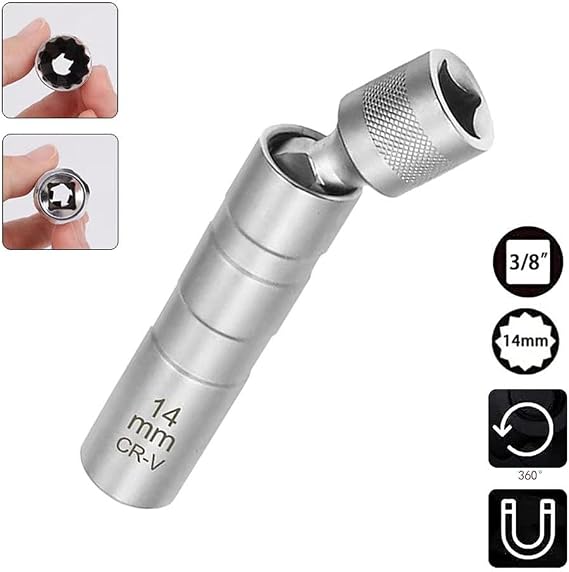 6361 Mıknatıslı Oniki Köşe Mafsallı 3/8'' Buji Lokması 14 mm