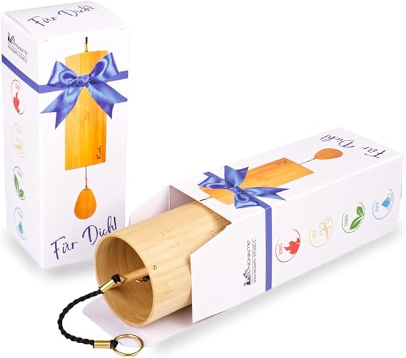 Set of 2 Koshi Wind Chimes Made of Bamboo Veneer with Gift Packaging Available in Terracotta Aria Aqua Ignis Gift Box Wind Chimes
