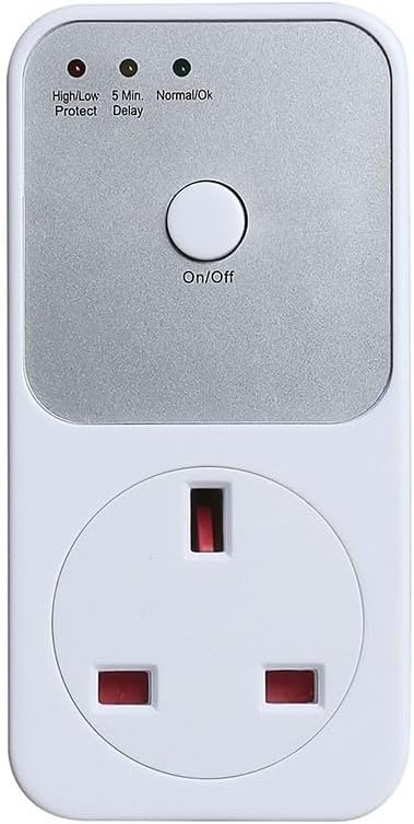 1PC Voltage Protector Socket, Automatic Refrigerator Voltage Protector Socket Switch Power for SURGE for PROTECTION, 11 * 5.5 * 7cm, White