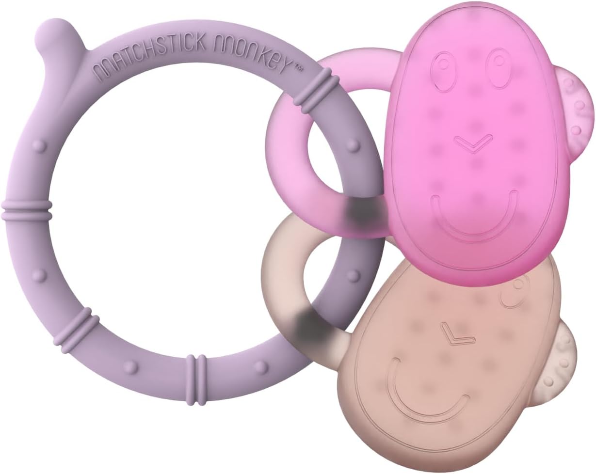 Matchstick Monkey Cooling Teether - Mint Green & Dusty Pink