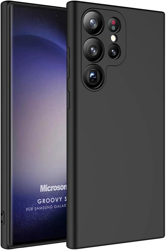 Microsonic Samsung Galaxy S23 Ultra için Kılıf Groovy Soft Siyah [Galaxy S23 Ultra ile Uyumlu Kılıf - Siyah]