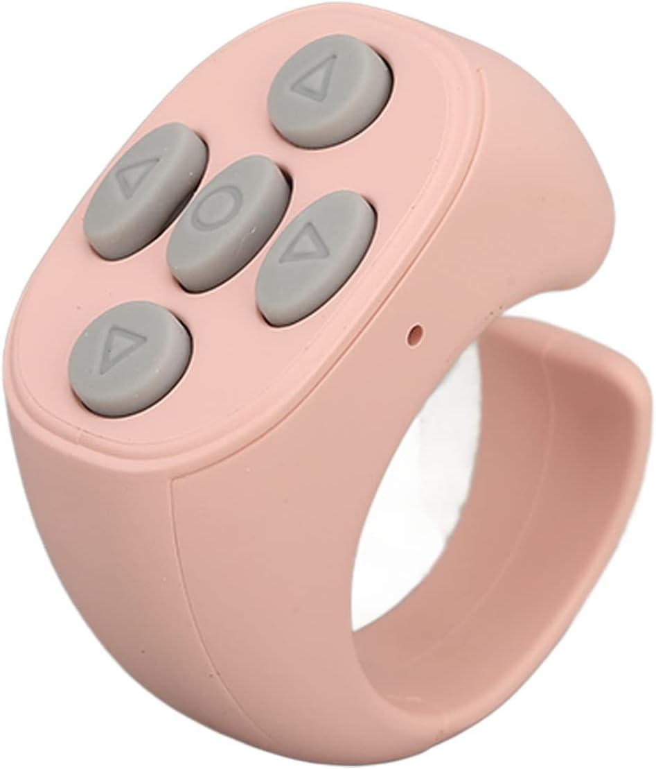 Wireless Remote Control Page Turner, Wireless Cell Phone Remote Control Bluetooth Ring Remote for Video Viewing,Electronic Book Remote Control Page Turner,Remote Control for Video, Reading,Pink