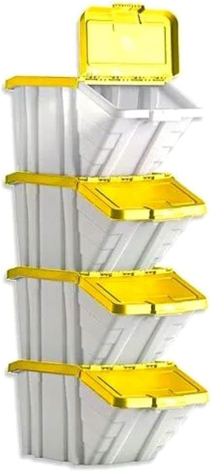 Container Bin 50L 30kg Load W390xD630xH340mm White and Yellow Lid Ref 052106/4 [Pack of 4]