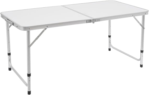 Camping Table, Portable Camping Table Adjustable Height Lightweight w/Handle White Plastic for Outdoor & Indoor Banquet Picnic Camping BBQ, White 47.24 x 24 inch