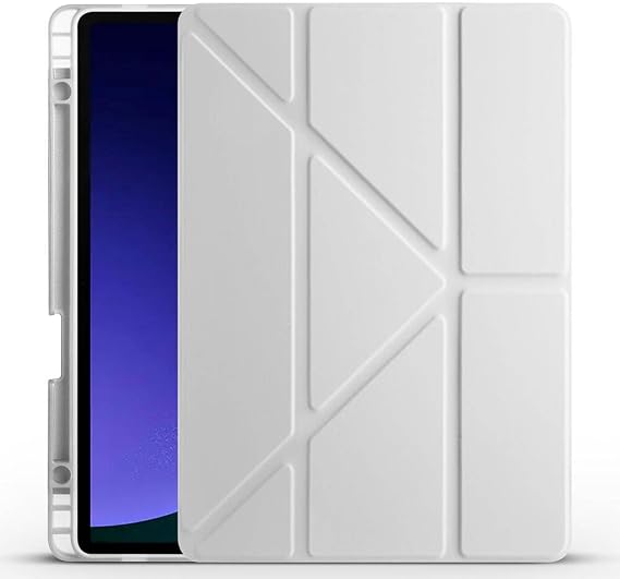 Kilifplus Samsung Galaxy Tab S10 FE ile Uyumlu Kılıf Tri Folding Silikon Kalem Bölmeli Katlanabilir Standlı PU Deri Yumuşak Kapak, Tablet Kılıfı [Akıllı Kapak, Uyku Modlu], Gri