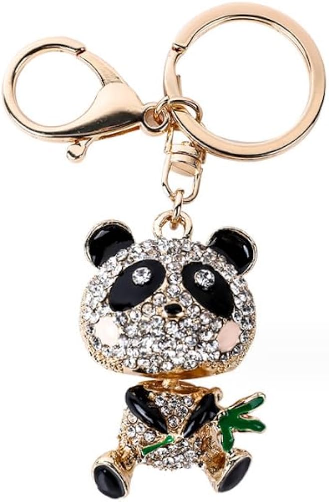 ARFUKA Keyring Rhinestone Panda Model Pendant Keychain Key Ring Bag Charm Jewellery Christmas Birthday Gift Keyrings Key Chain Key Ring Holder for Men and Women