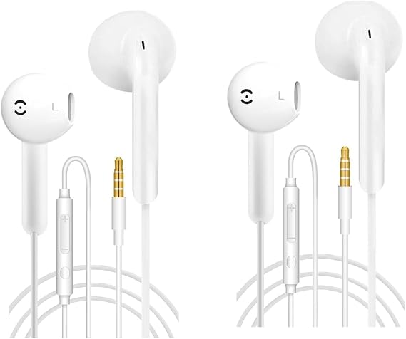 2 Pack Earphones Wired Headphones In Ear Wired Earbuds with Microphone Noise Isolating Headset remote sound control Compatible With Phone Samsung Huawei Android Smartphones Tablets Laptops