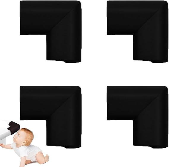 4 PCS Baby Proofing Edge Protector, Baby Safety Corner Protectors, Corner Protectors for Kids, for Child Safety, Furniture, Desks, Tables – Safe & Durable(Black)