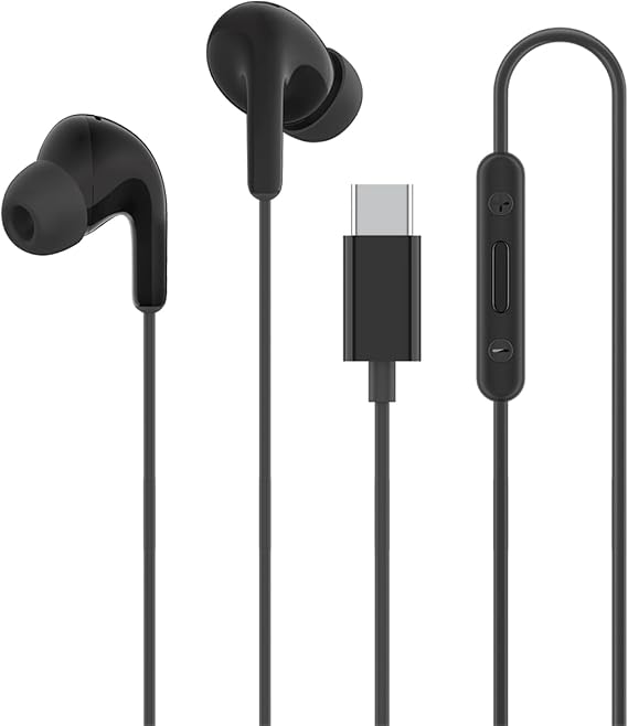 Xiaomi Earphones Wired Earphones Type-C HD Call IP54 Dustproof Waterproof Compatible with iPhone 16 / Google Pixel / Galaxy / Xiaomi / OPPO / HUAWEI / iPad and More, Black