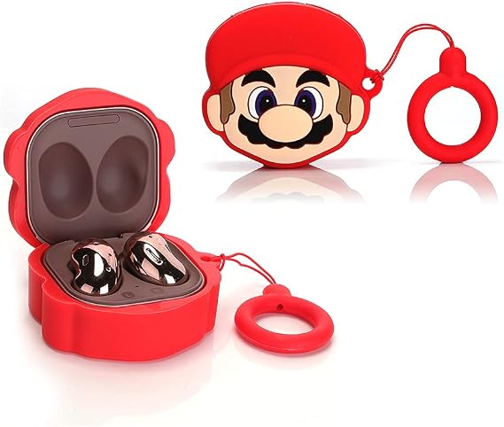 Samsung Galaxy Buds Case - Silicone Cover with Keychain (Mario)