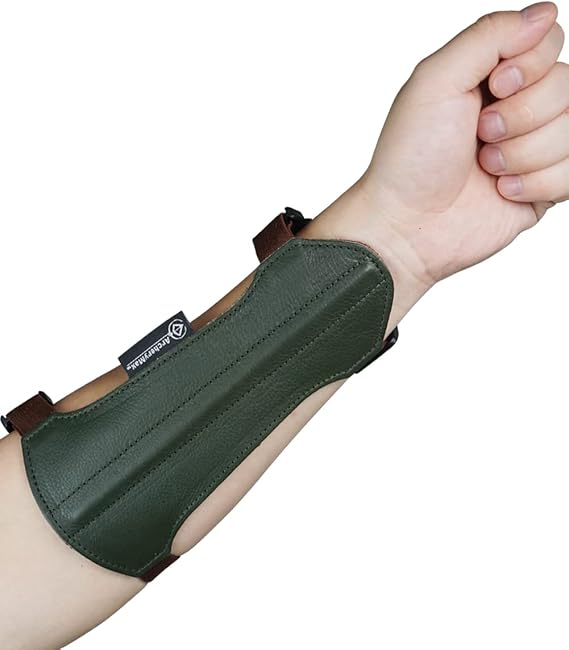 longbowmaker Archery Arm Guard Leather Armguard Archery Sport Protective with 2-Strap Buckles